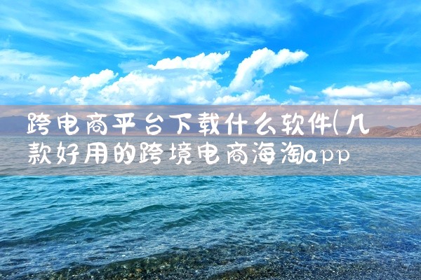 跨电商平台下载什么软件